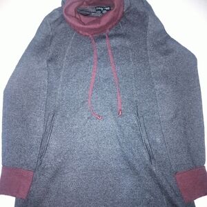 Cynthia Rowley Charcoal and Wine Cowl Neck Top